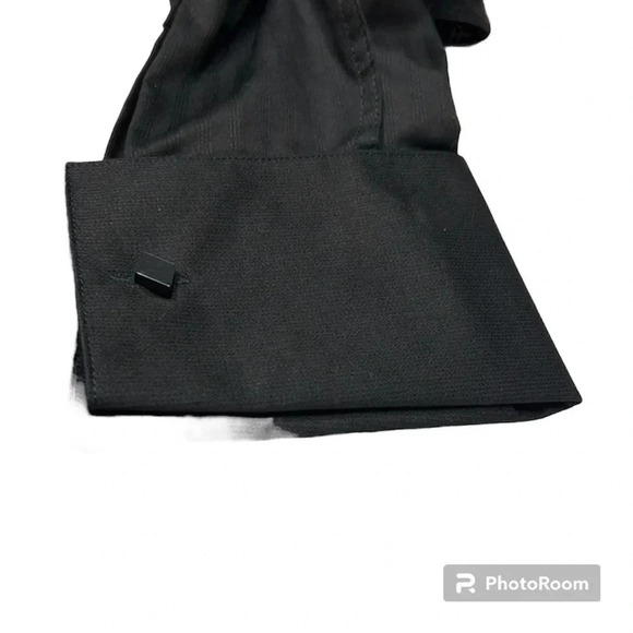 JOSEPH ABBOUD SLIM SOLID BLACK SHIRT WITH FRENCH CUFFS AND CUFFS LINKS - Picture 5 of 9